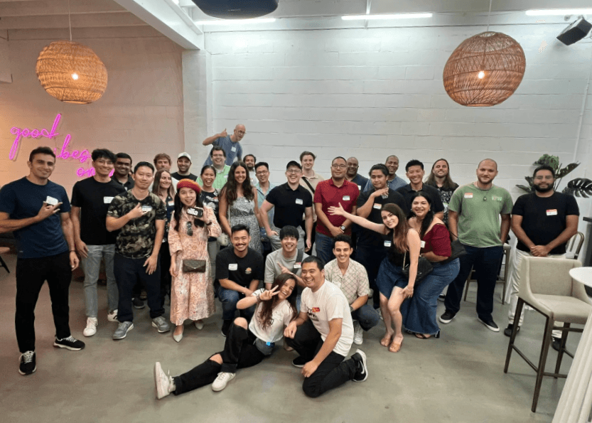 A speaker sharing ideas with the Tech Night community